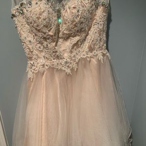 Cream Ivory Lace Short Mini Formal Dance Dress